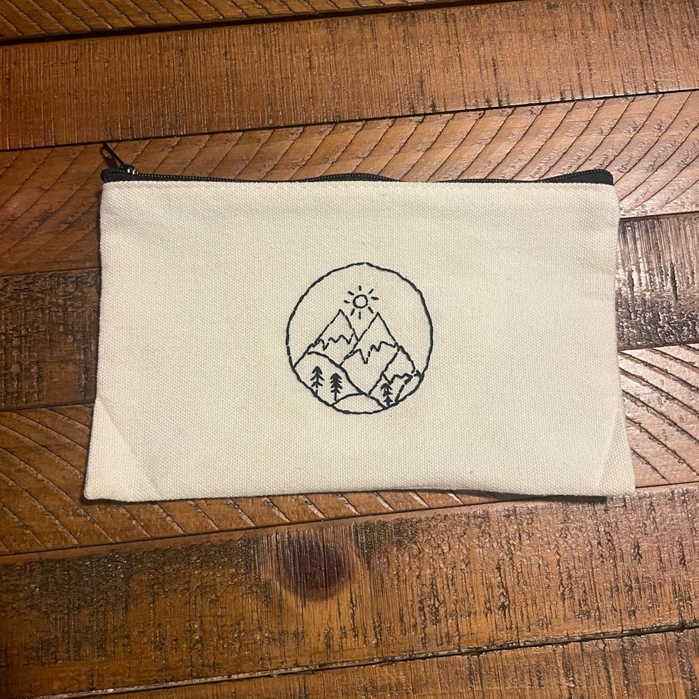 Hand Embroidered Canvas Pouch